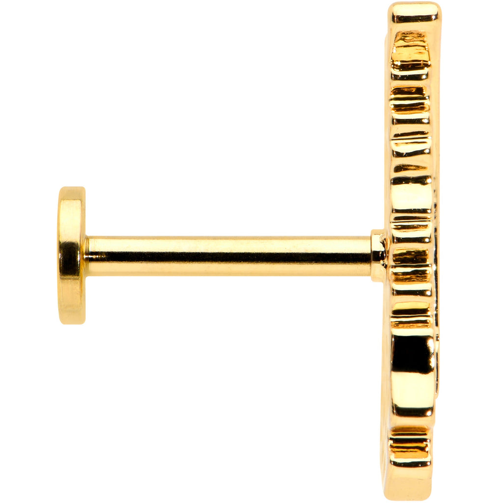 BodyCandy 16G 5/16 Clear CZ Gem Gold Hue Feather Internal Thread Labret Tragus — lifestyle context