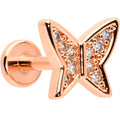 BodyCandy 16G 1/4 CZ Gem Rosy Hue Butterfly Internal Thread Labret Tragus — main product shot