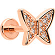 BodyCandy 16G 1/4 CZ Gem Rosy Hue Butterfly Internal Thread Labret Tragus — alternative angle