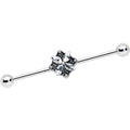 BodyCandy 14G Clear Gem Floral Rhombus Baroque Industrial Barbell 38mm — main product shot