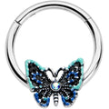 BodyCandy 16G 3/8 Aurora Gem Colorful Glam Butterfly Hinged Segment Ring — main product shot