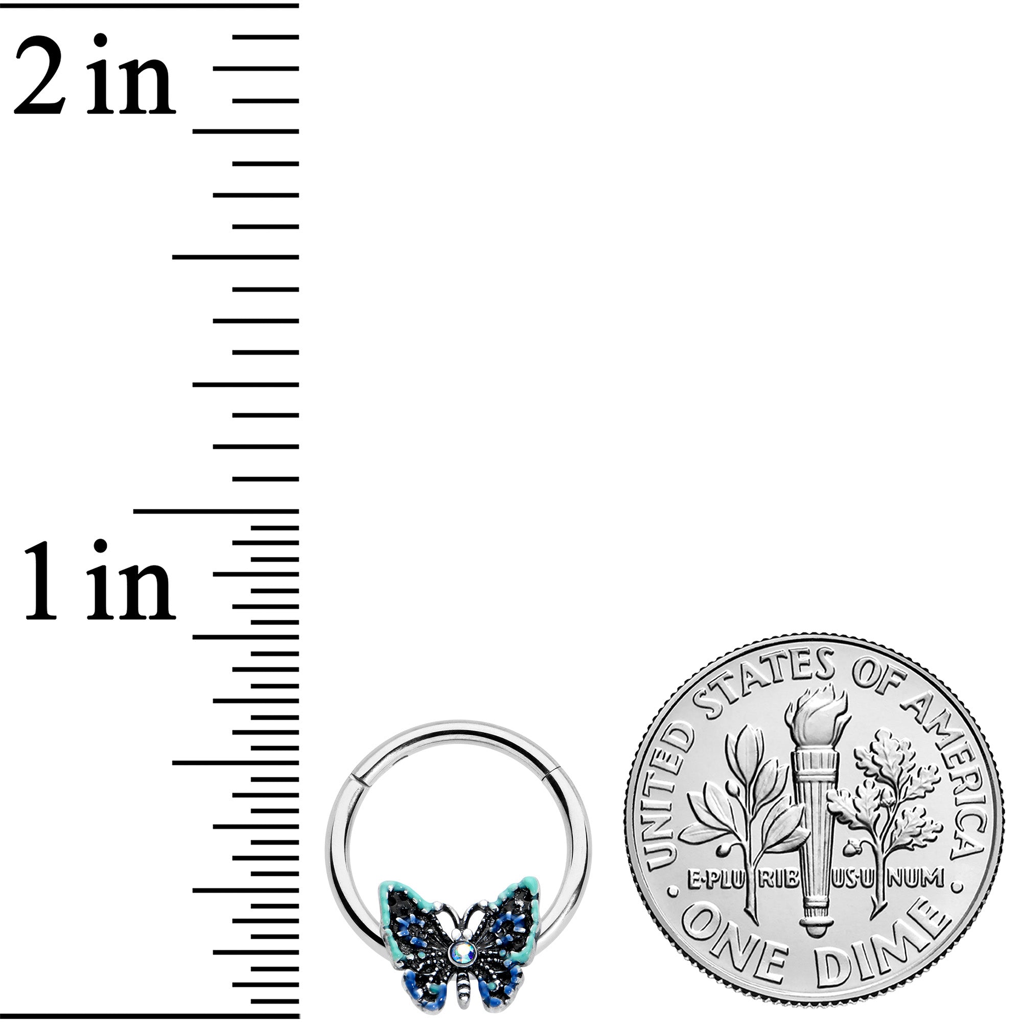 BodyCandy 16G 3/8 Aurora Gem Colorful Glam Butterfly Hinged Segment Ring — lifestyle context