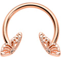 BodyCandy 16G 3/8 Rose Gold Hue Texture Butterfly Horseshoe Circular Barbell — main product shot