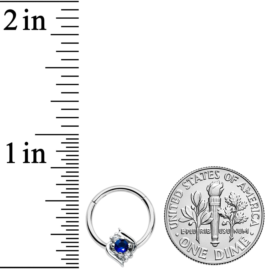 BodyCandy 16G 3/8 Clear Blue Gem Oval Swirl Hinged Segment Ring — lifestyle context