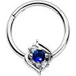BodyCandy 16G 3/8 Clear Blue Gem Oval Swirl Hinged Segment Ring — back view