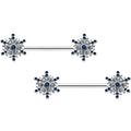 BodyCandy 14G 9/16 Blue Gem Festive Snowflake Christmas Nipple Ring Set — main product shot