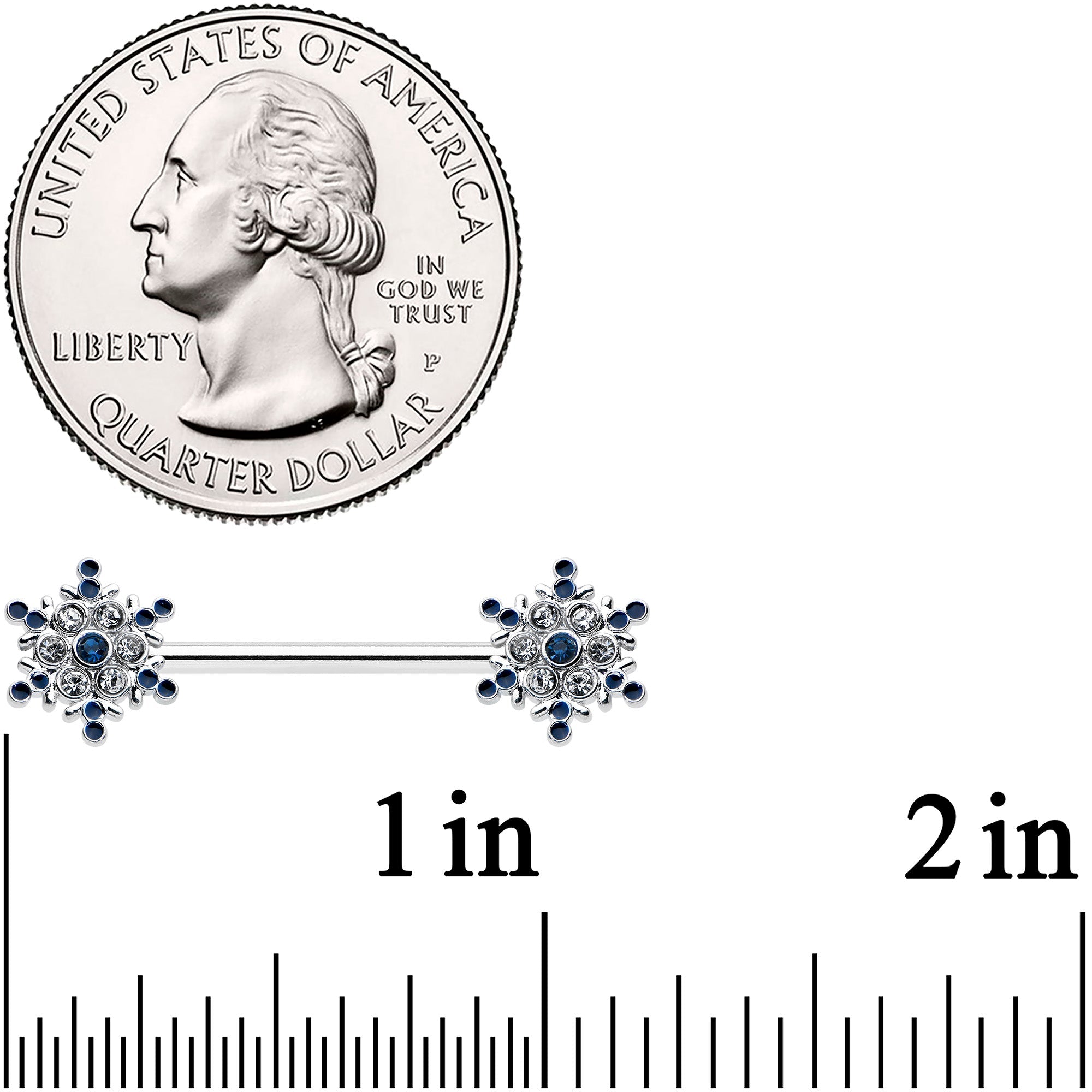 BodyCandy 14G 9/16 Blue Gem Festive Snowflake Christmas Nipple Ring Set — lifestyle context
