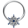 BodyCandy 16G 3/8 Clear Blue Gem Festive Snowflake BCR Captive Ring — main product shot