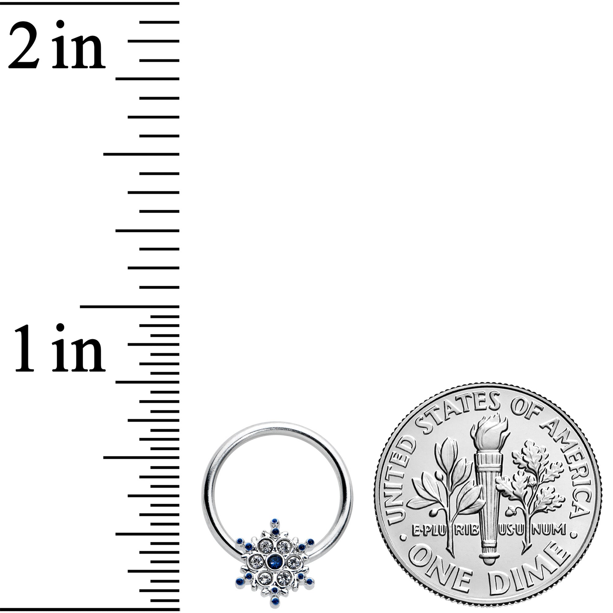 BodyCandy 16G 3/8 Clear Blue Gem Festive Snowflake BCR Captive Ring — lifestyle context
