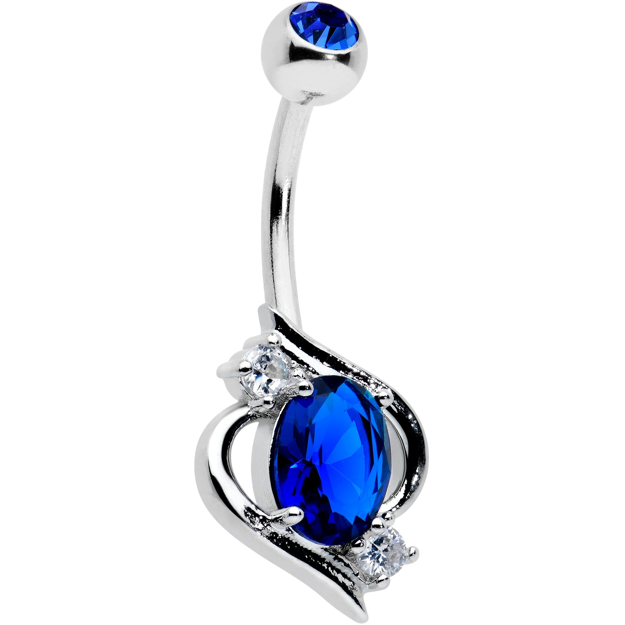 BodyCandy Blue Clear Gem Oval Swirl Elegant Belly Ring — main product shot