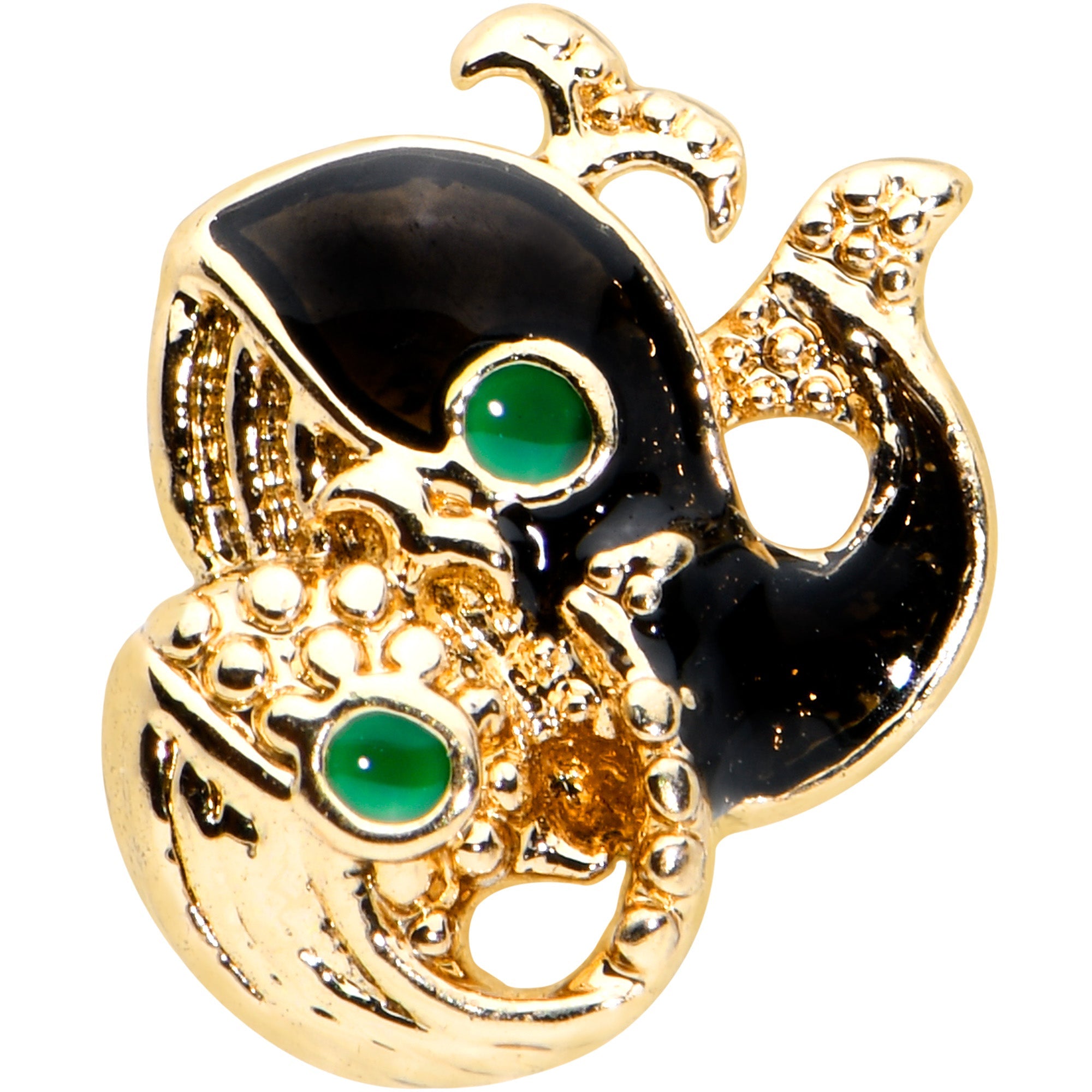 BodyCandy 16G 5/16 Gold Tone Mom Baby Orca Whale Labret Monroe Tragus — detail close-up