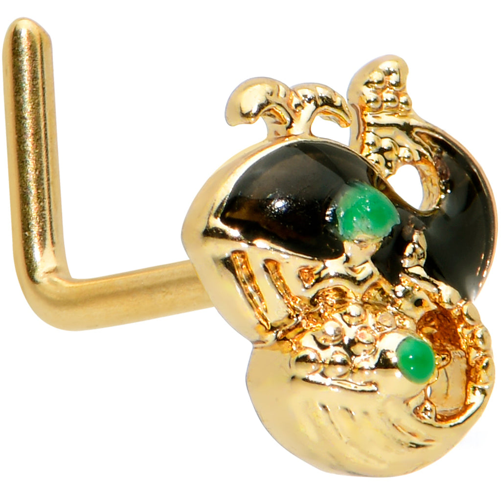 BodyCandy 20G 7mm Gold Tone Mom Baby Whale L Shape Nose Ring — main product shot