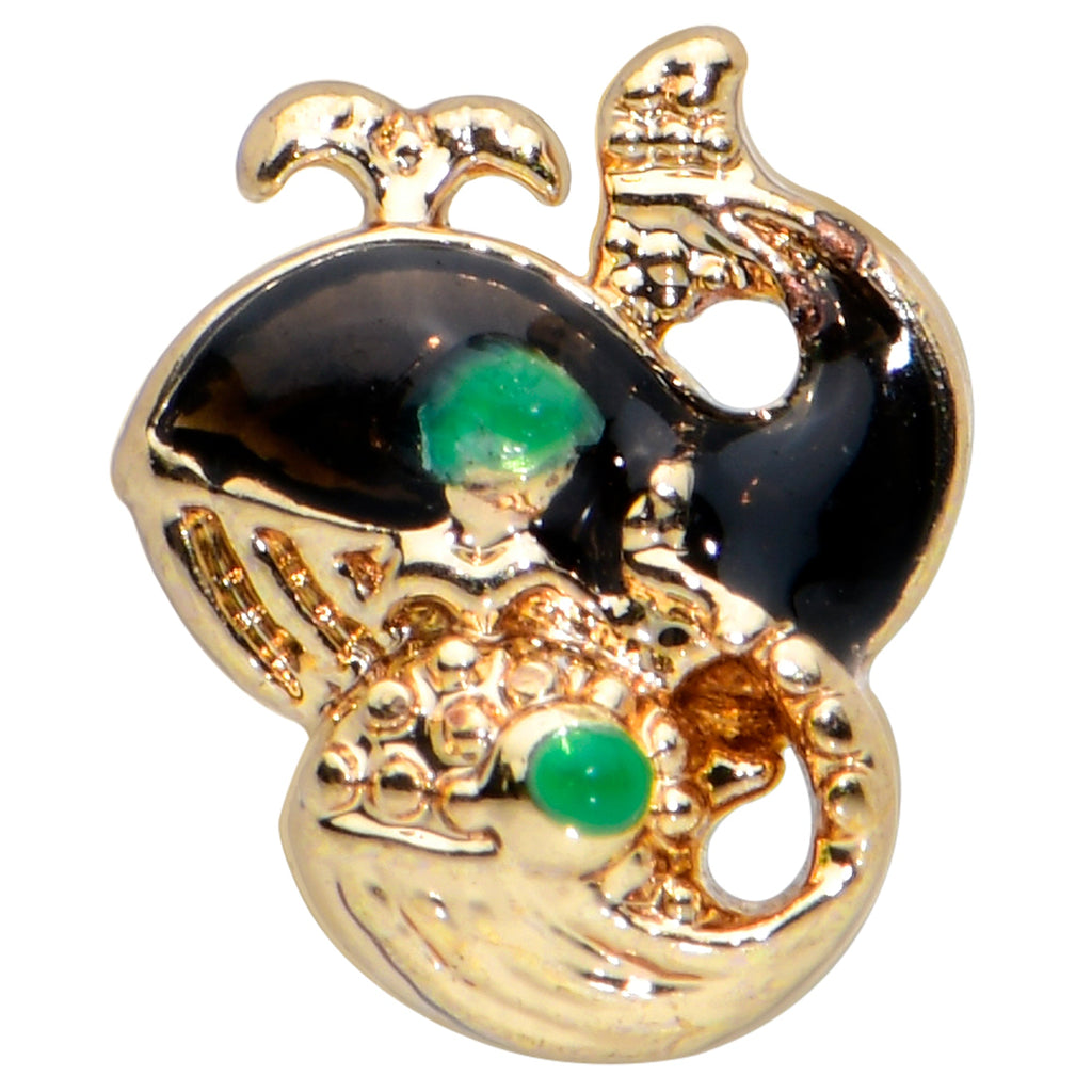 BodyCandy 20G 7mm Gold Tone Mom Baby Whale L Shape Nose Ring — detail close-up