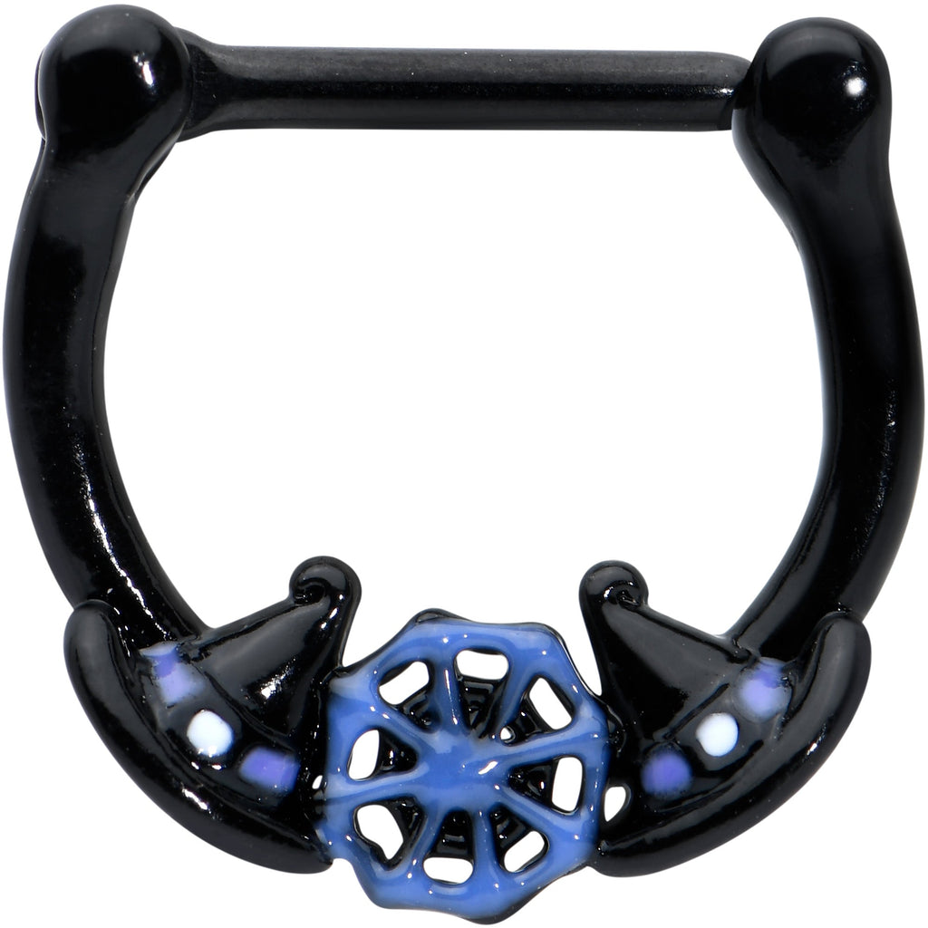 BodyCandy 16G 5/16 Black Spider Web Witch Hat Halloween Cartilage Clicker — main product shot