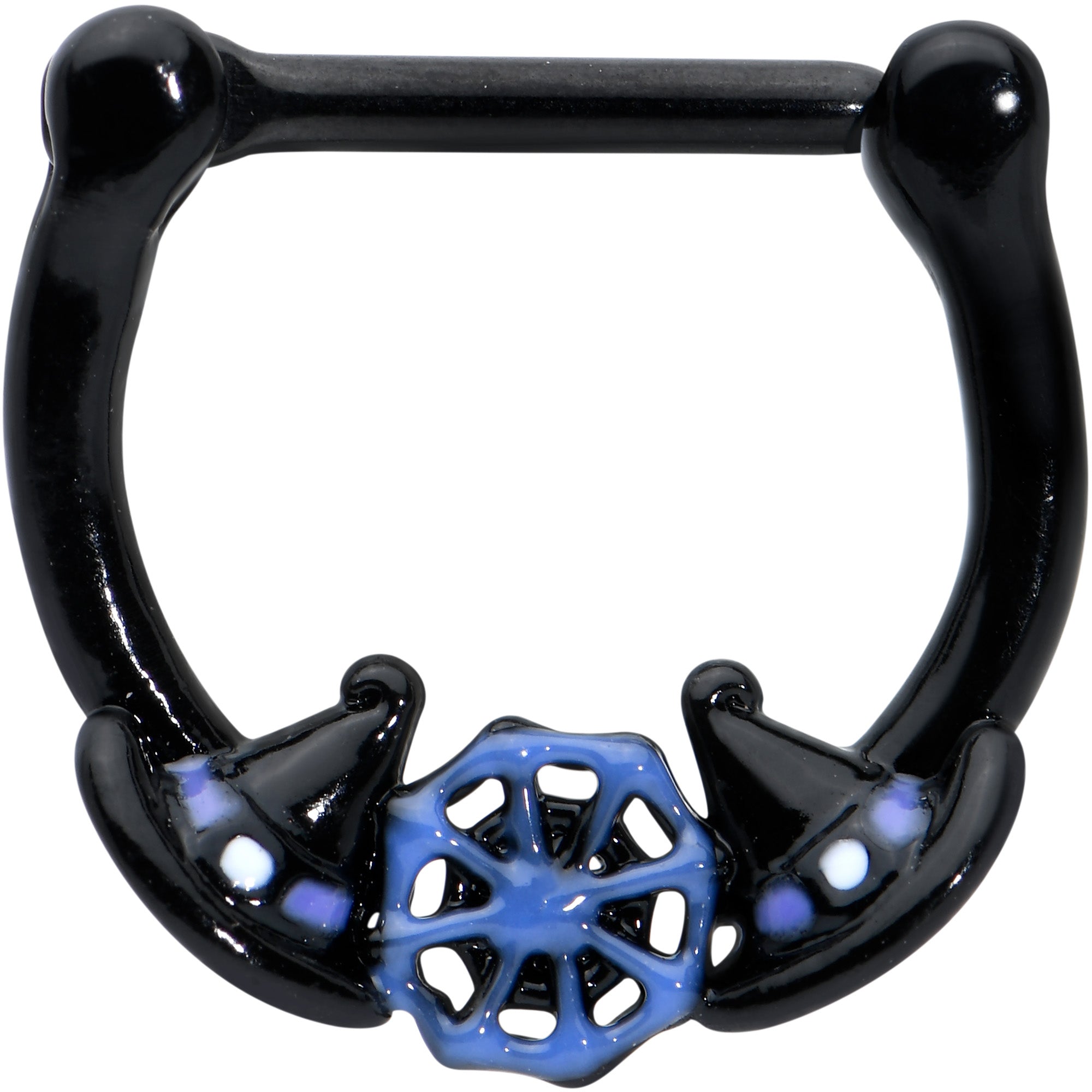 BodyCandy 16G 5/16 Black Spider Web Witch Hat Halloween Cartilage Clicker — main product shot