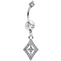 BodyCandy Clear Gem Double Rhombus Deco Double Mount Dangle Belly Ring — main product shot