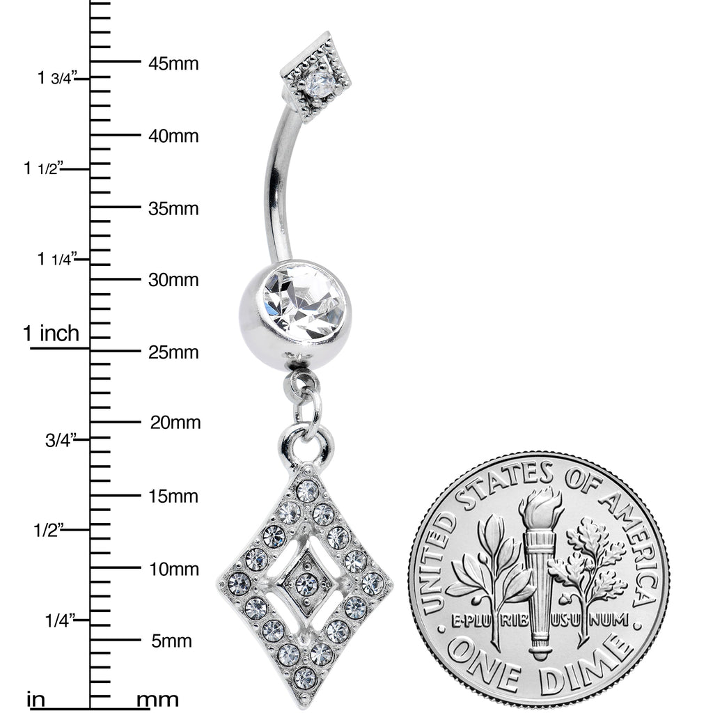 BodyCandy Clear Gem Double Rhombus Deco Double Mount Dangle Belly Ring — lifestyle context