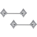 BodyCandy 14G 9/16 Clear Gem Double Rhombus Deco Barbell Nipple Ring Set — main product shot