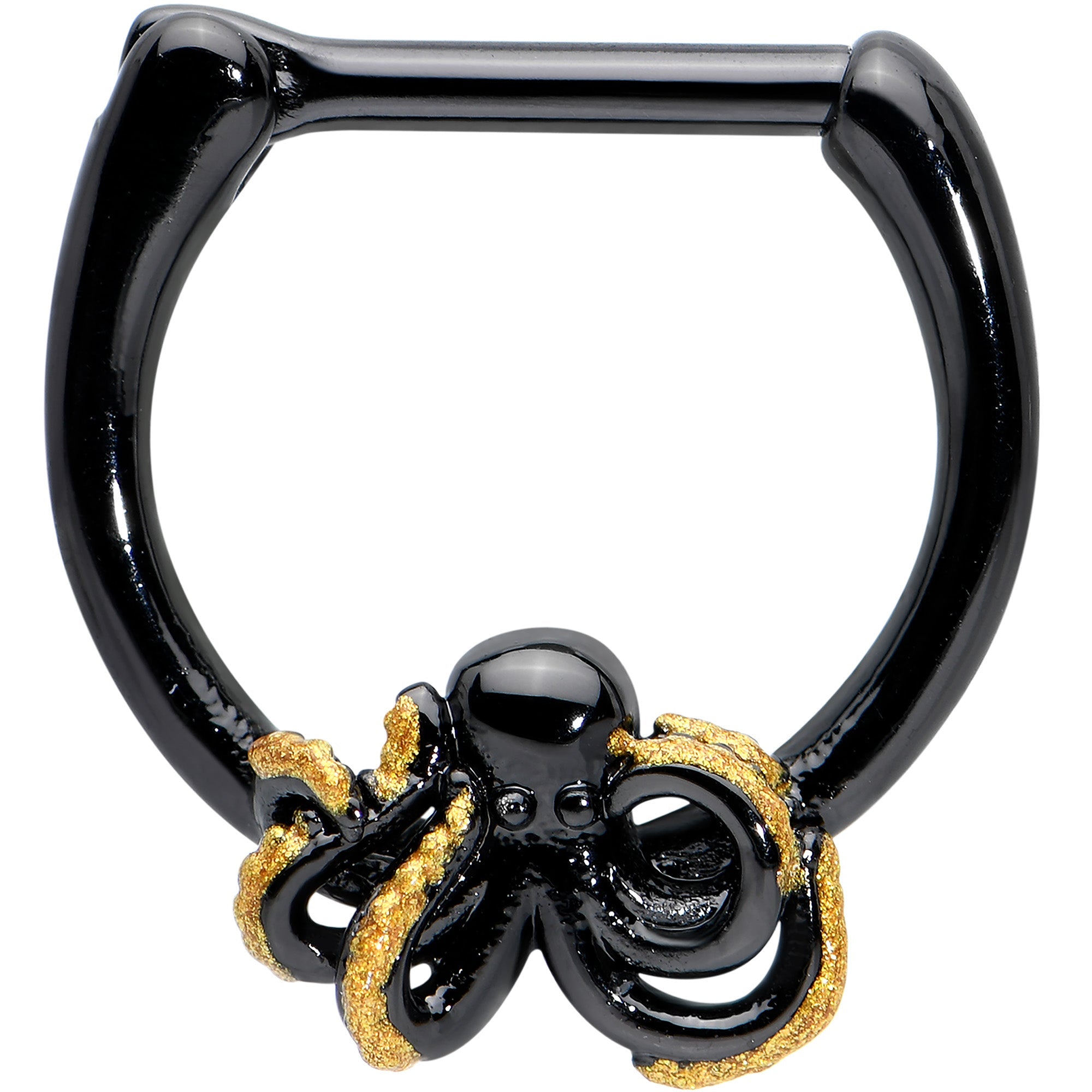 BodyCandy 16G 5/16 Black Understated Octopus Cartilage Clicker — main product shot