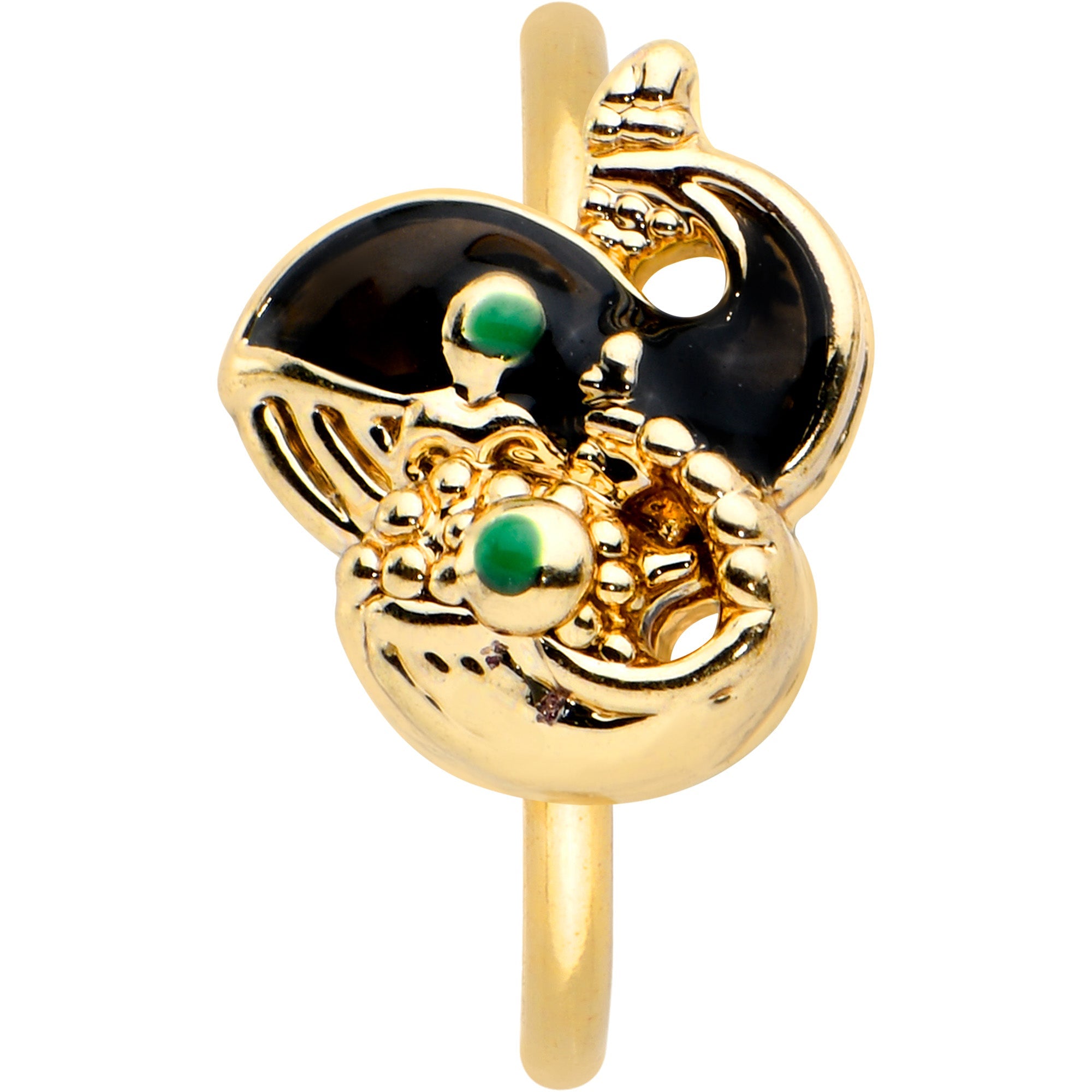 BodyCandy 20G 5/16 Gold Tone Mom Baby Orca Whale Nose Hoop — detail close-up