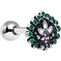 BodyCandy 16G 1/4 Stylized Pink Green Abstract Leaf Cartilage Tragus Earring — main product shot