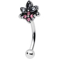 BodyCandy 16G 5/16 Clear Pink Gem Abstract Leaf Flower Curved Eyebrow Ring — main product shot