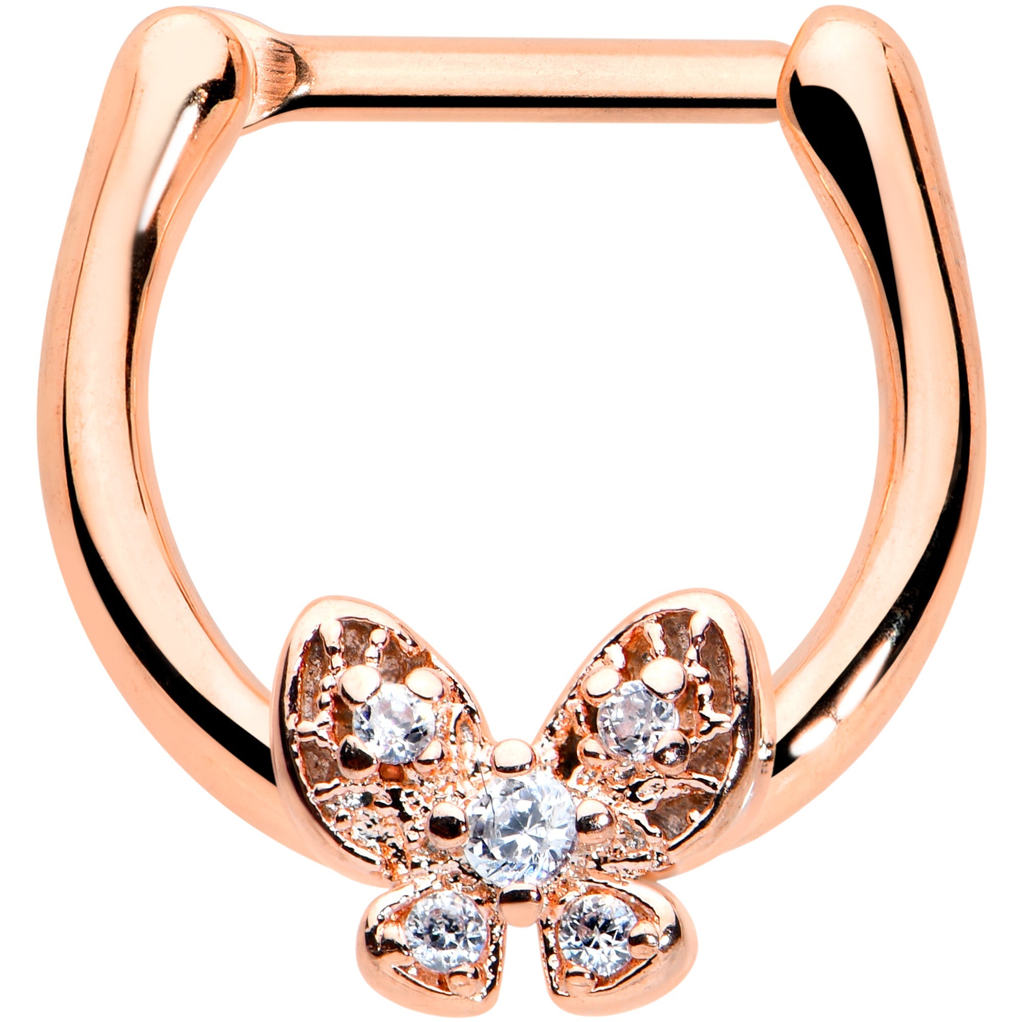 BodyCandy 16G 5/16 Clear Gem Rose Gold Tone Beauty Butterfly Cartilage Clicker — main product shot