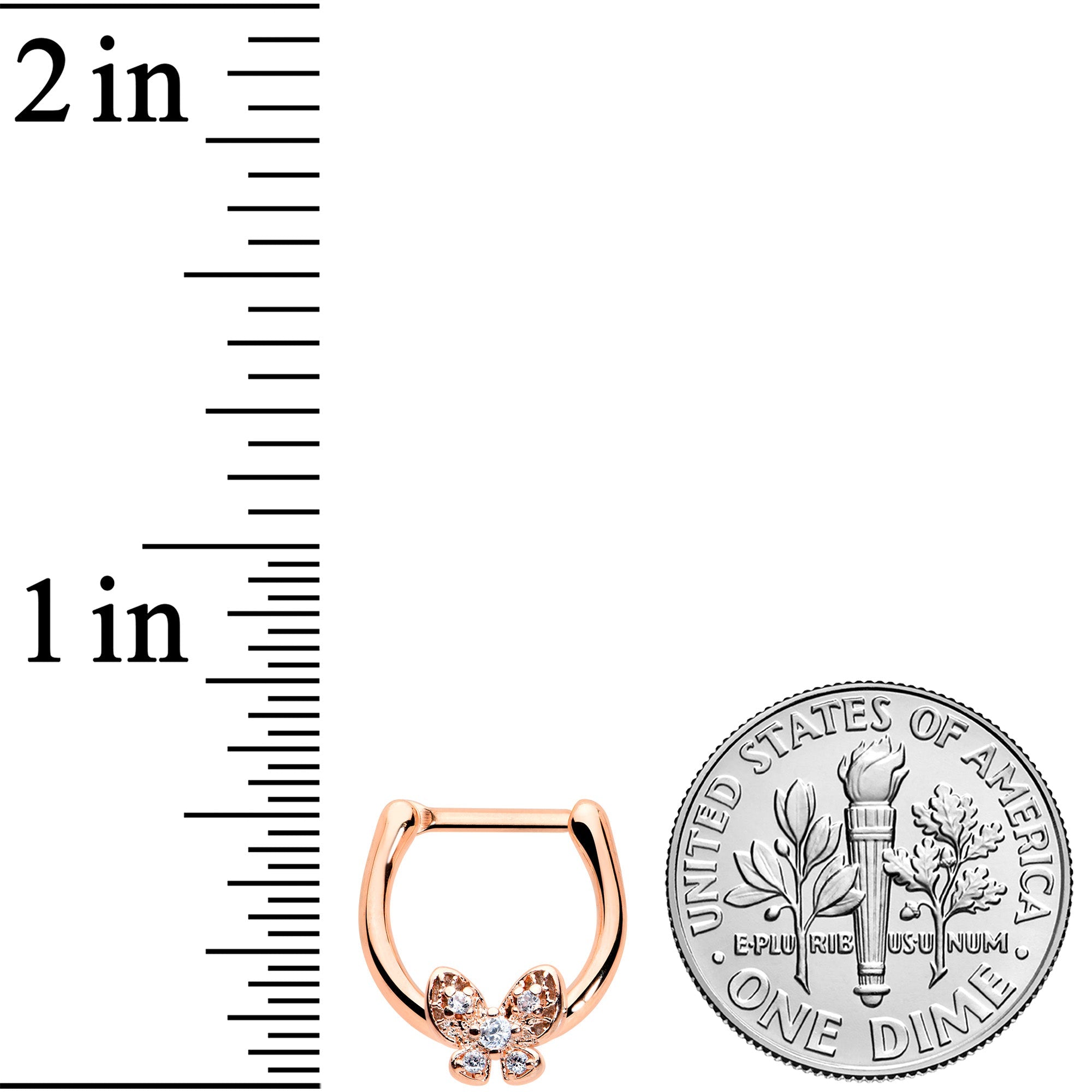 BodyCandy 16G 5/16 Clear Gem Rose Gold Tone Beauty Butterfly Cartilage Clicker — lifestyle context