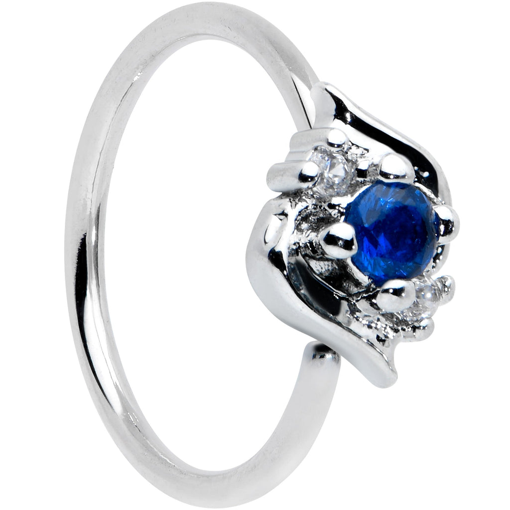 BodyCandy 20G 5/16 Clear Blue Gem Oval Swirl Nose Hoop — main product shot