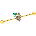 BodyCandy 14G Clear CZ Gem Gold Tone Bunch Grapes Industrial Barbell 38mm — main product shot