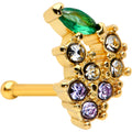 BodyCandy 20G 1/4 Clear Purple CZ Gem Gold Tone Bunch Grapes Nose Bone — main product shot