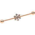 BodyCandy 14G Rose Gold Hue Snowflake Christmas Industrial Barbell 38mm — main product shot
