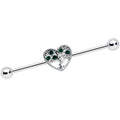 BodyCandy 14G Green Gem Heart Tree Valentines Day Industrial Barbell 38mm — main product shot