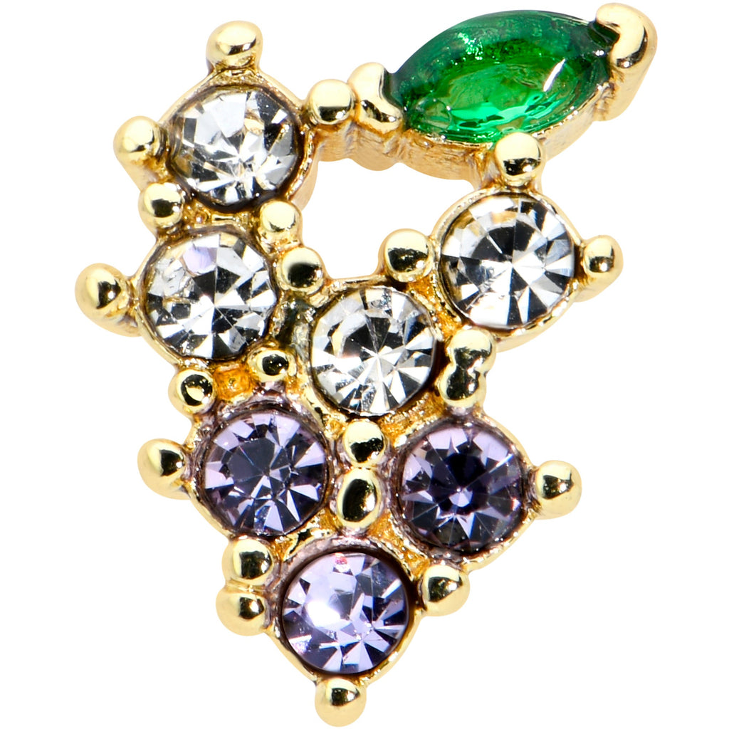 BodyCandy 16G 1/4 Clear CZ Gem Gold Tone Bunch Grapes Cartilage Tragus — detail close-up