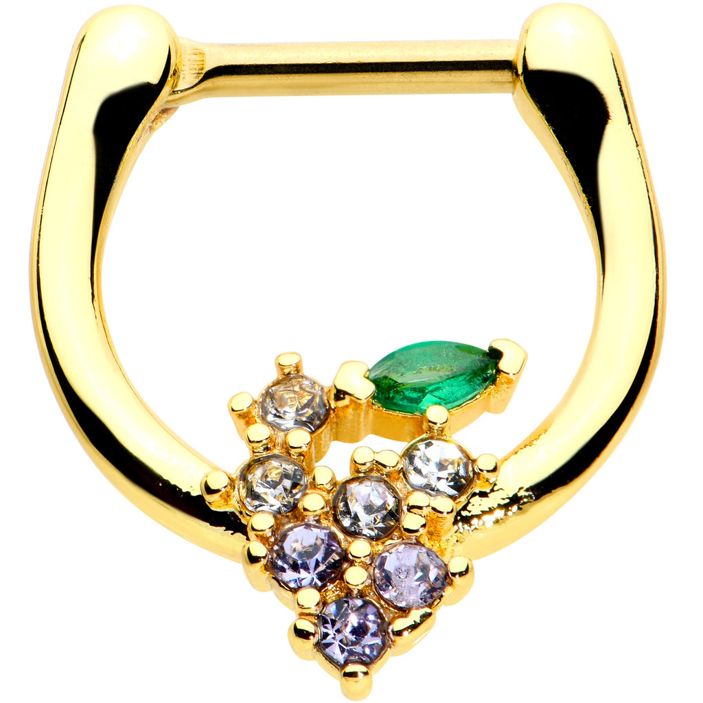 BodyCandy 16G 5/16 Clear CZ Gem Gold Tone Bunch Grapes Cartilage Clicker — main product shot