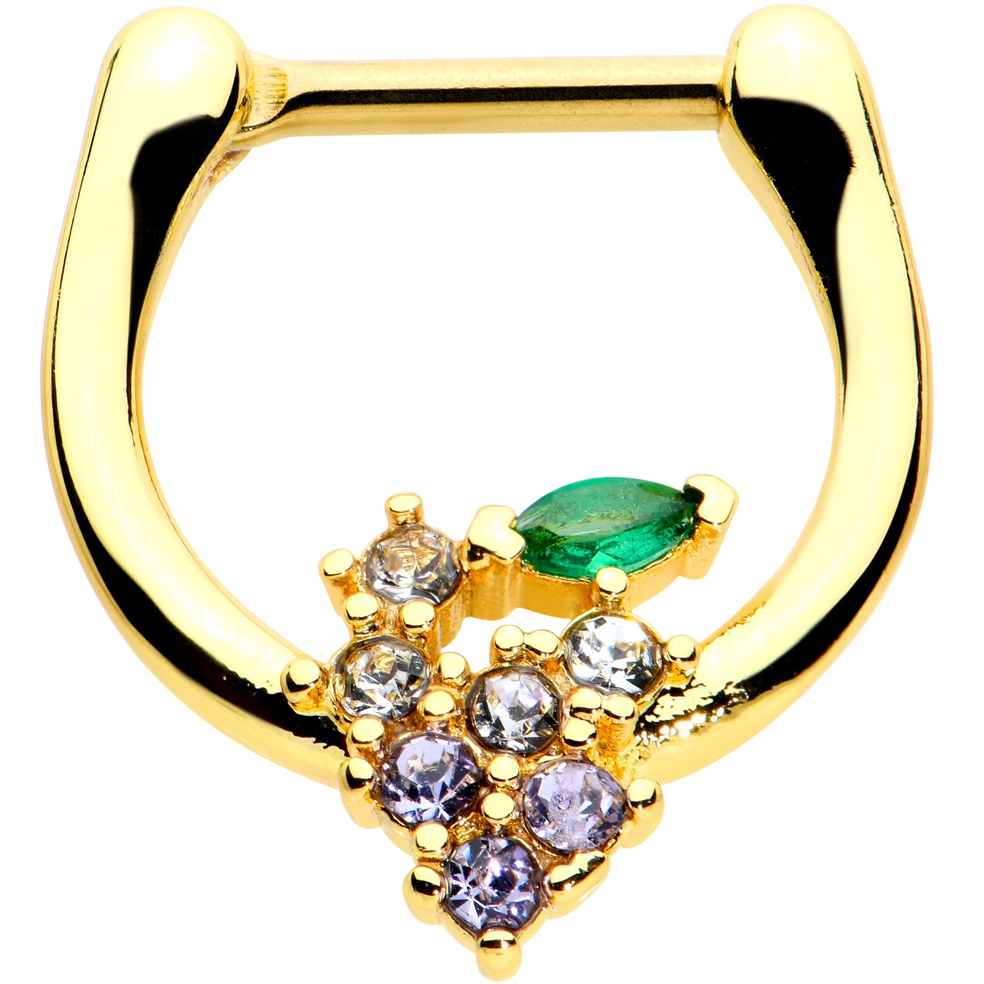 BodyCandy 16G 5/16 Clear CZ Gem Gold Tone Bunch Grapes Cartilage Clicker — main product shot