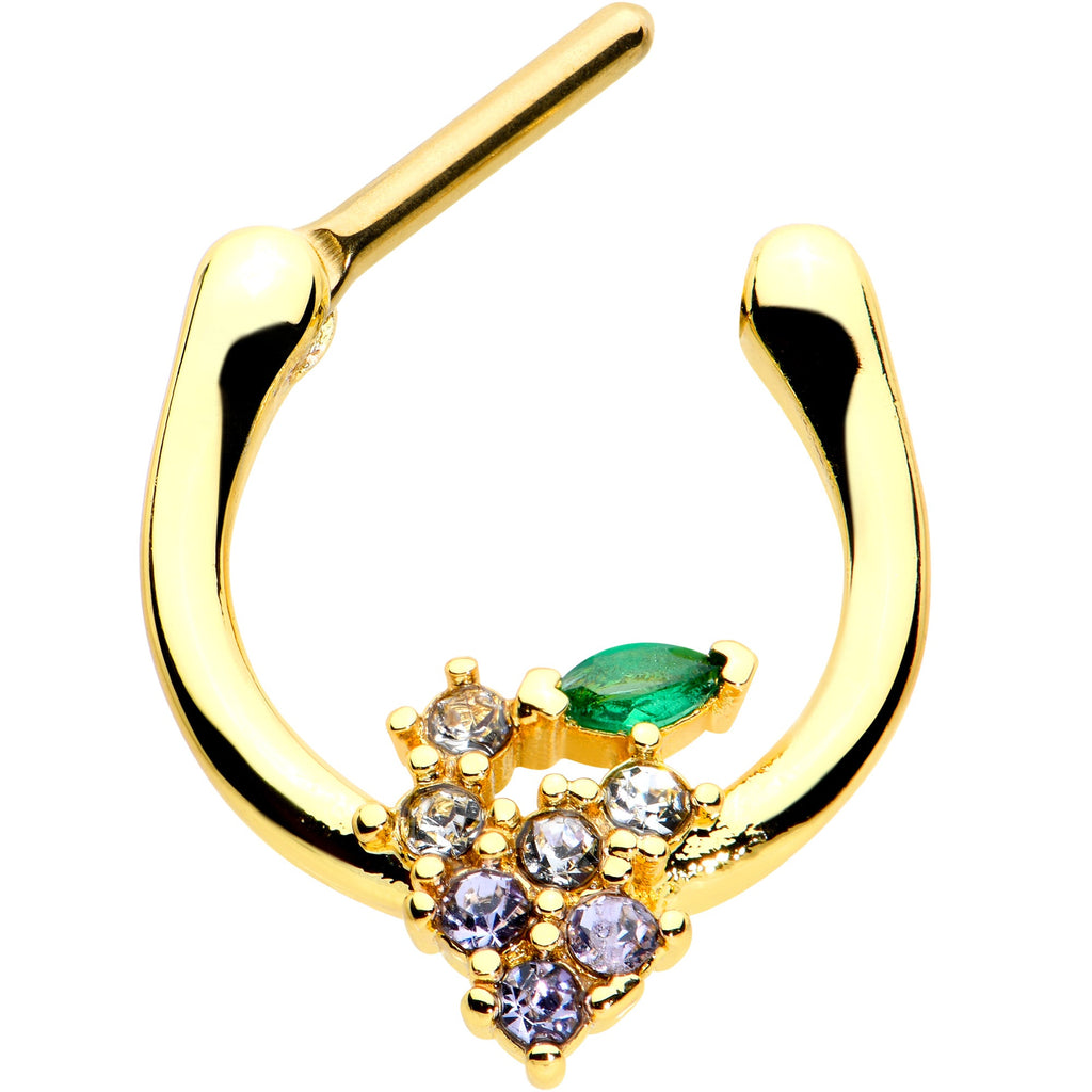 BodyCandy 16G 5/16 Clear CZ Gem Gold Tone Bunch Grapes Cartilage Clicker — detail close-up