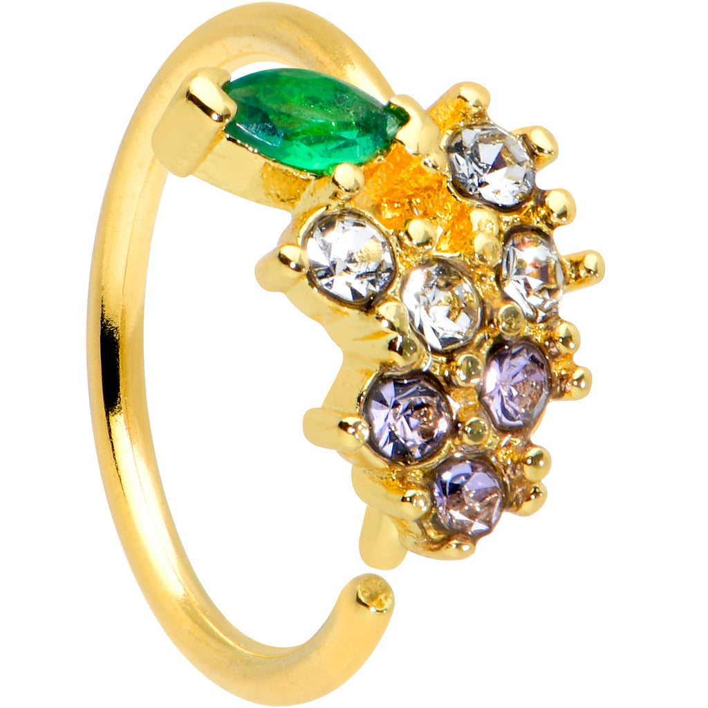 BodyCandy 20G 5/16 Clear Cz Gem Gold Tone Bunch Grapes Nose Hoop — main product shot