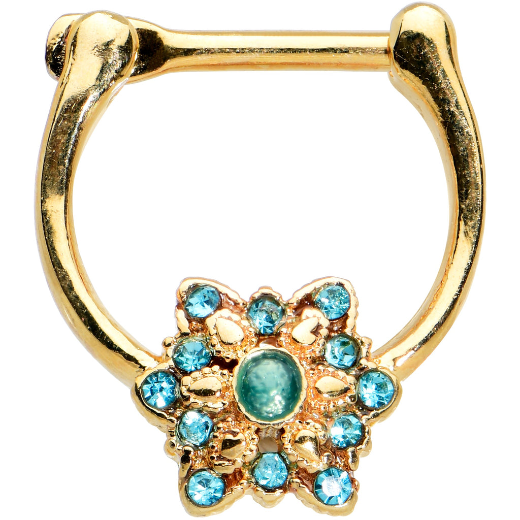 BodyCandy 16G 5/16 Blue Gem Gold Tone Snowflake Christmas Cartilage Clicker — main product shot