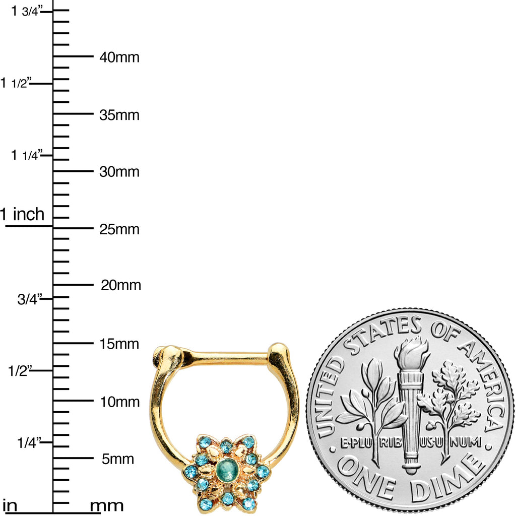 BodyCandy 16G 5/16 Blue Gem Gold Tone Snowflake Christmas Cartilage Clicker — lifestyle context