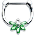 BodyCandy 16G 5/16 Green Gem Textured Pot Leaf Cartilage Clicker — main product shot