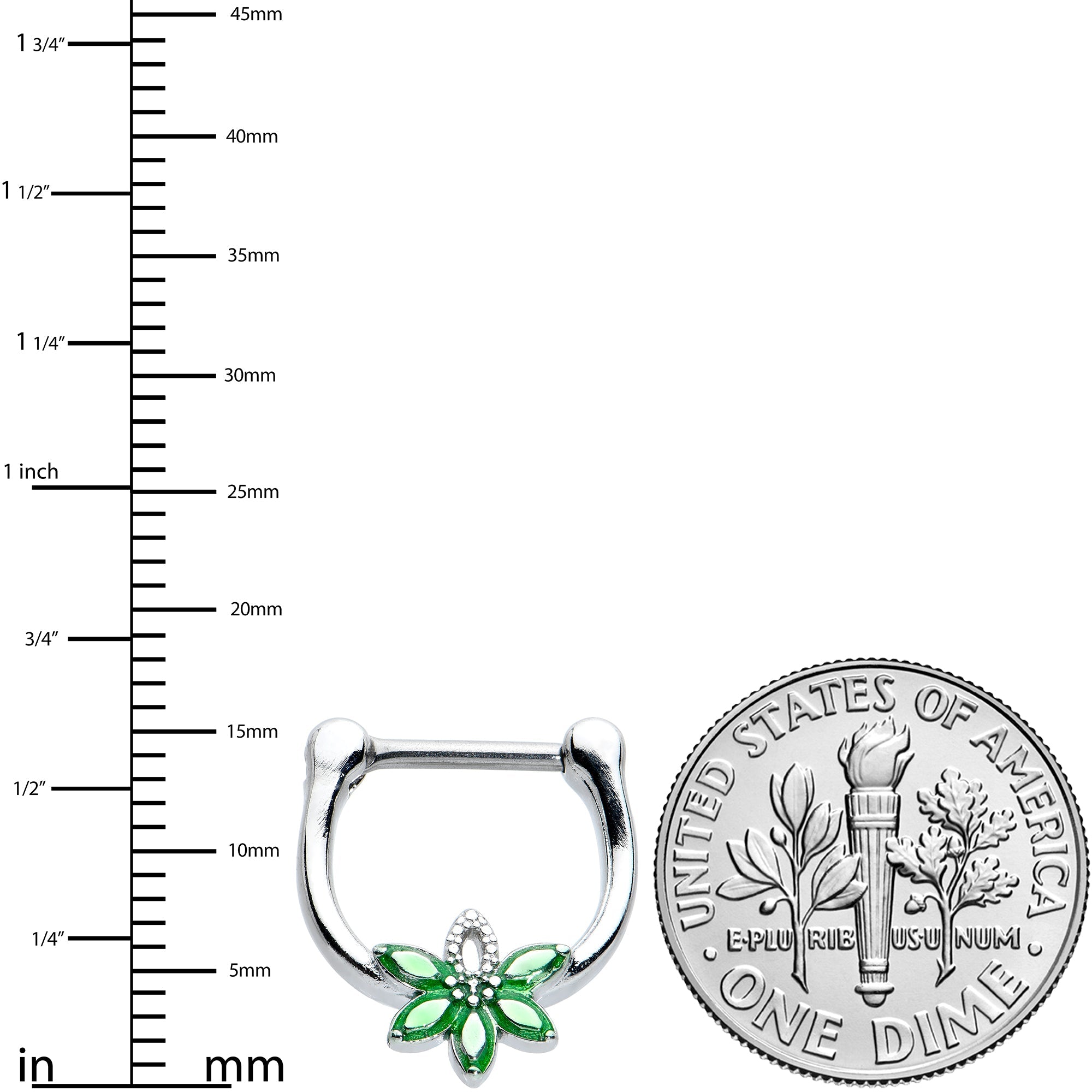 BodyCandy 16G 5/16 Green Gem Textured Pot Leaf Cartilage Clicker — lifestyle context