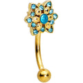 BodyCandy 16G 5/16 Blue Gem Gold Tone Snowflake Christmas Eyebrow Ring — main product shot