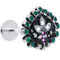 BodyCandy 16G 5/16 Stylized Pink Green Abstract Leaf Labret Monroe Tragus — main product shot