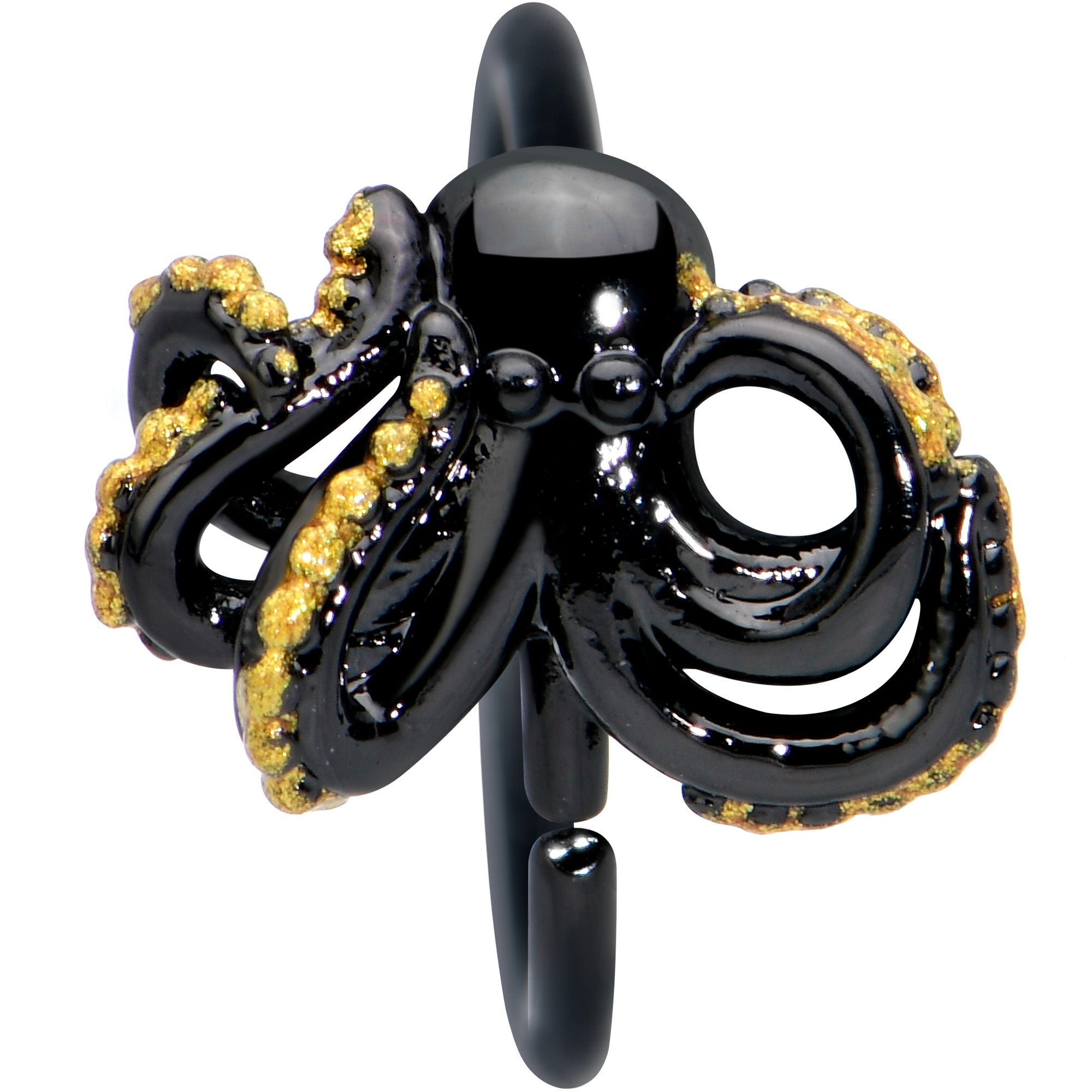 BodyCandy 20G 5/16 Black Understated Octopus Cartilage Closure Ring — detail close-up