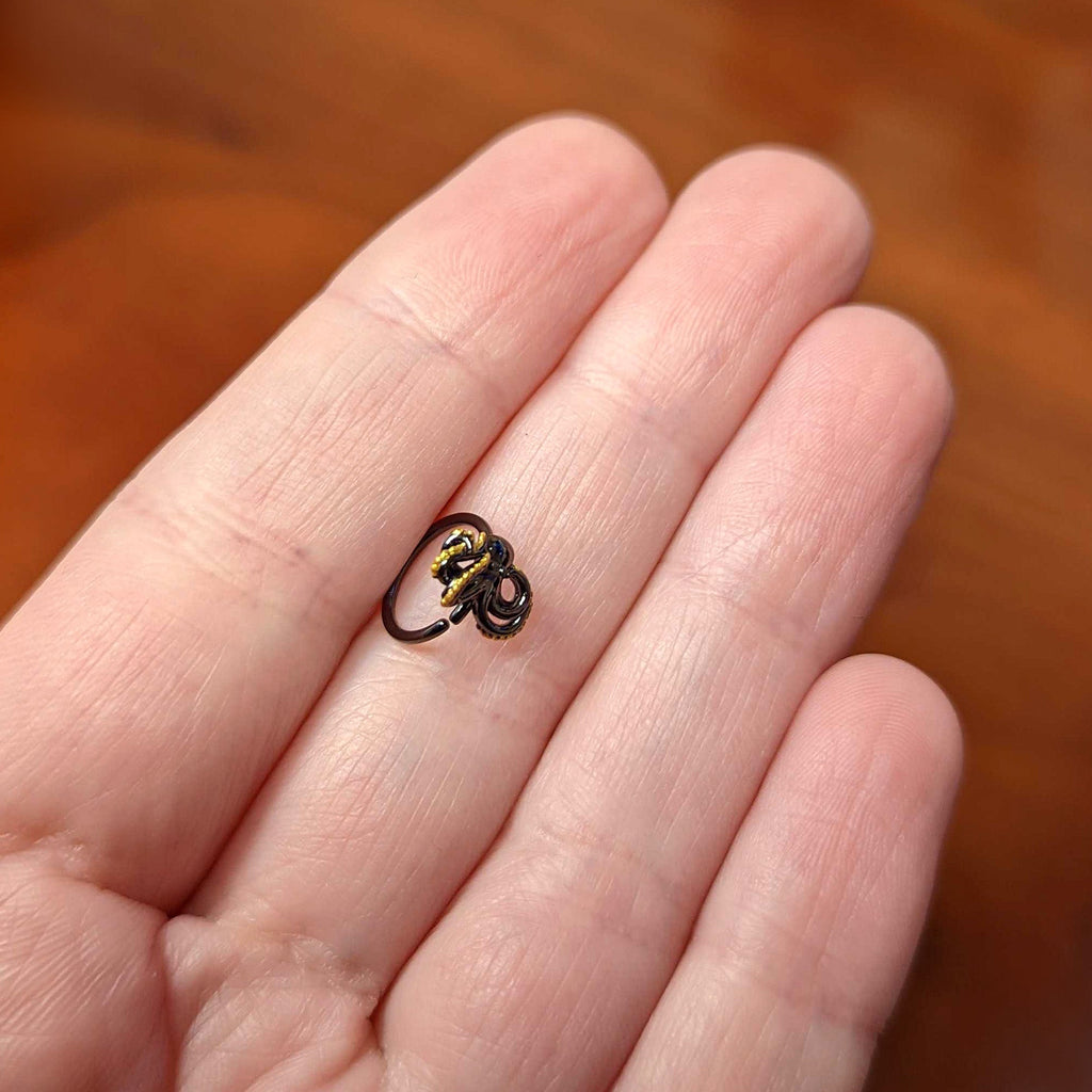 BodyCandy 20G 5/16 Black Understated Octopus Cartilage Closure Ring — back view