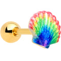 BodyCandy 16G 1/4 Gold Tone Rainbow Scallop Shell Cartilage Tragus Earring — main product shot