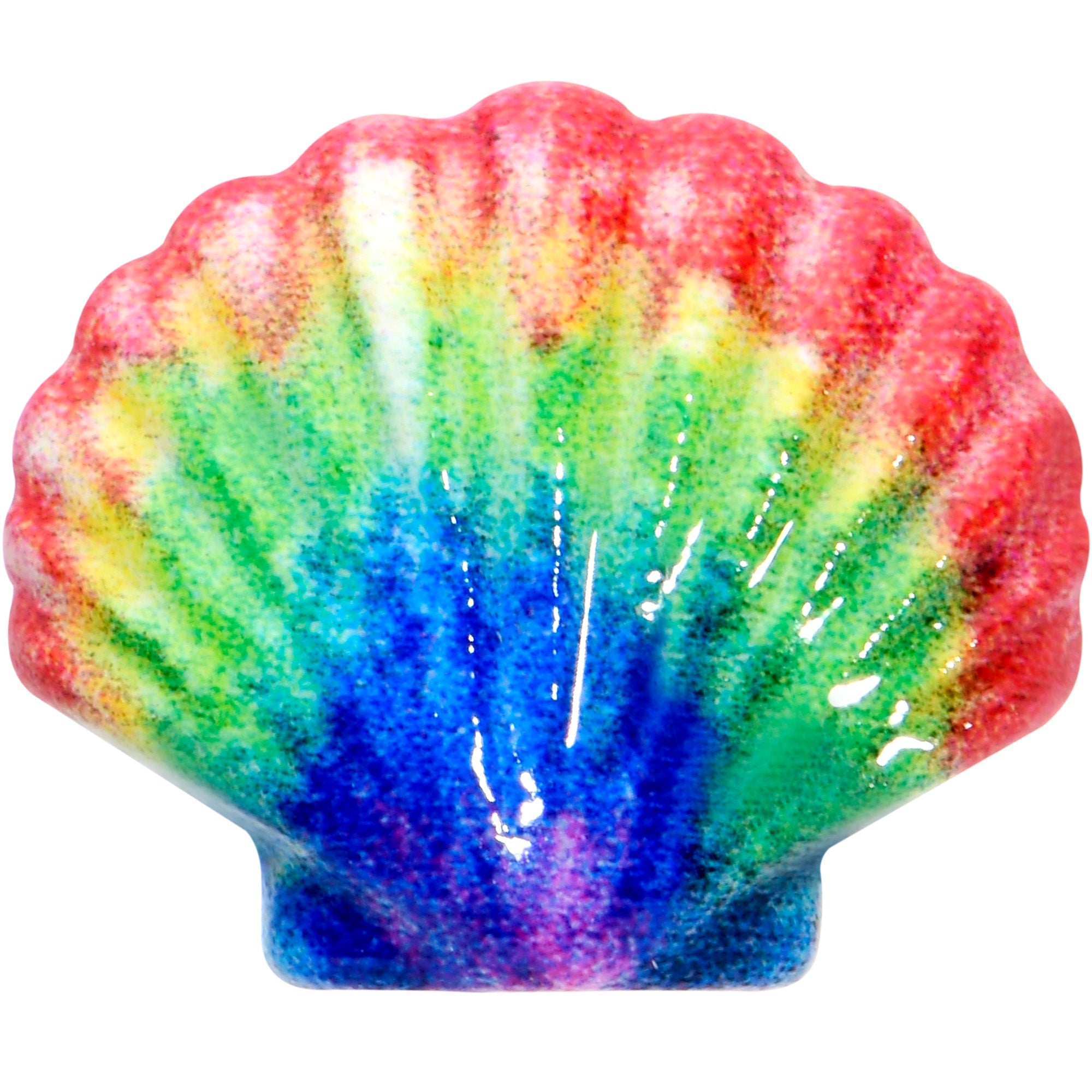BodyCandy 16G 1/4 Gold Tone Rainbow Scallop Shell Cartilage Tragus Earring — detail close-up