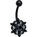 BodyCandy Clear Black CZ Gem Black Abstract Sun Belly Ring — main product shot