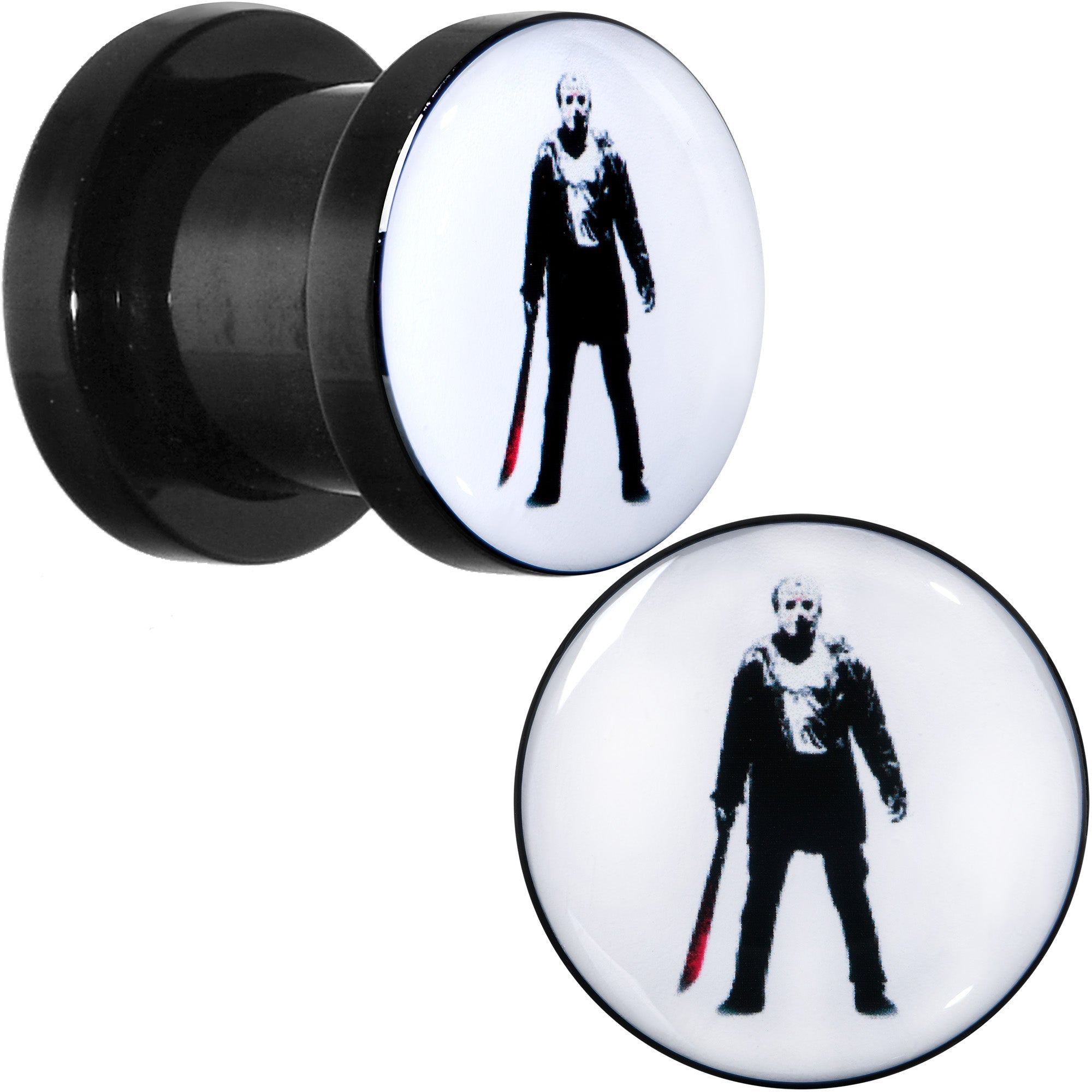 BodyCandy Licensed Friday the 13th Black Jason Voorhees Screw Fit Plug Set — in-use photo